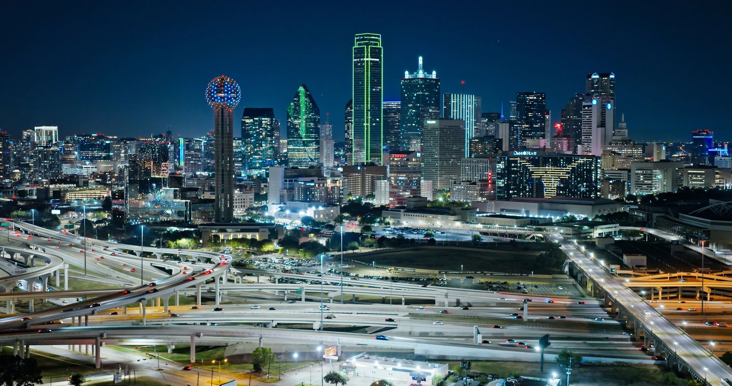 Commercial property skyline and business district